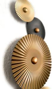 Mex Wandbild Metall Wanddeko Kreise Schwarz - Braun - Gold - Metall - 67 x 27 x 5 cm