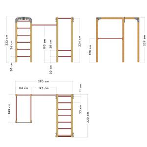 FIT Base 805 Garten-Fitnessgerät Rot - Massivholz - 220 x 232 x 293 cm