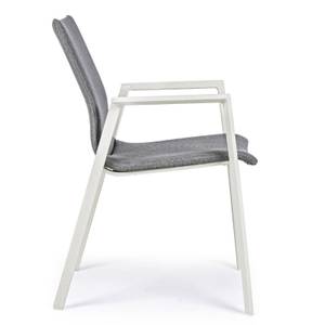 Fauteuil de jardin aluminium blanc Gris - Métal - 60 x 83 x 56 cm