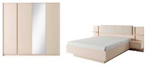 Schlafzimmer-Set DAST mit LED 2-teilig Beige - Holzwerkstoff - 479 x 210 x 210 cm
