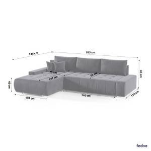 Ecksofa Dhaka L-form Links Graphit - Ecke davorstehend links