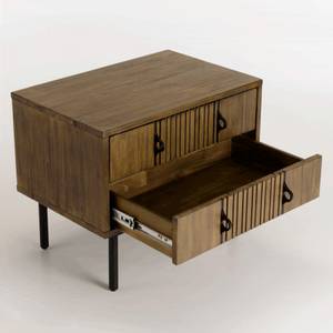 Nachttisch mit 2 Schubladen Akazie Braun - Holz teilmassiv - 40 x 50 x 60 cm