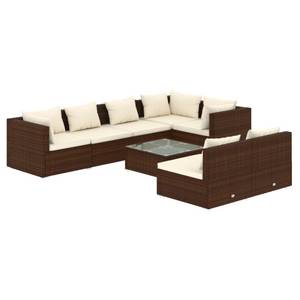 Garten-Lounge-Set 3013637-1 (8-teilig) Braun - Weiß - Metall - Polyrattan - 60 x 30 x 60 cm