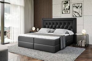 Boxspringbett NOEL Hochglanz Schwarz - Breite: 200 cm - H3