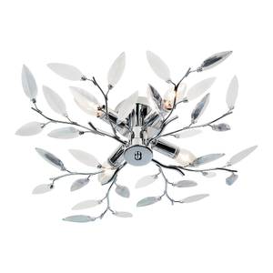 Plafonnier Nottingham 4 ampoules - Chrome, imitation verre transparent / satiné, blanc