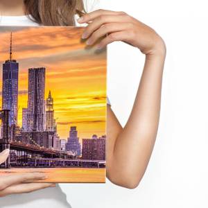 Panoramabild New York Architektur 3D Beige - Braun - Grün - Textil - 145 x 45 x 45 cm