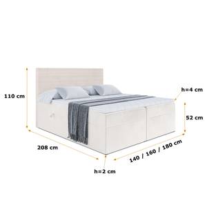 Boxspringbett PRESTON Beige - Breite: 120 cm - H3