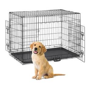 Cage pliable avec fond pour chien Noir - Métal - Matière plastique - 106 x 77 x 69 cm