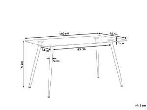 Esszimmertisch MIDLAND Schwarz - Glas - 80 x 74 x 140 cm