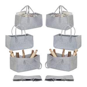 8 x Kaminholztasche aus Filz grau Grau