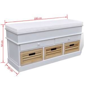 Coffre de stockage 240806 Blanc - Bois manufacturé - Bois/Imitation - 100 x 50 x 35 cm