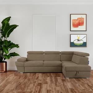 Ecksofa RATLO rechts Braun - Textil - Holz teilmassiv - 270 x 110 x 190 cm