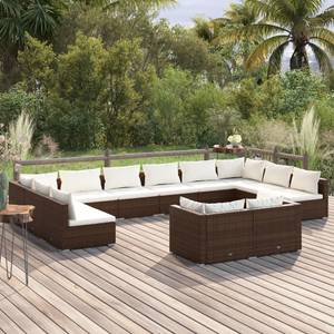 Garten-Lounge-Set (12-teilig) 3013634-17 Braun - Weiß - Metall - Polyrattan - 70 x 61 x 70 cm