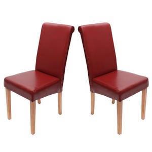 Chaise capitonnée Novara II (lot de 2) Rouge - Marron