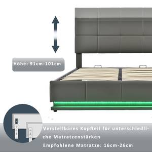 Polsterbett M303-01 Grau - Holzwerkstoff - 162 x 103 x 203 cm