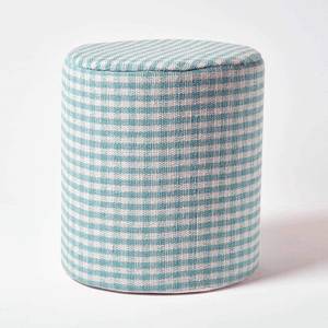 Designer Hocker Ottoman rund Gingham Blau