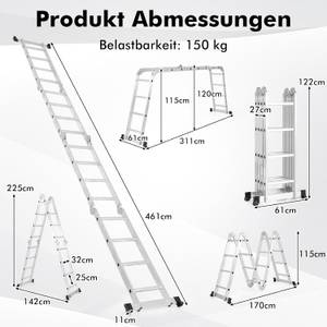 Mehrzweckleiter FV32230DE Silber - Metall - 11 x 461 x 61 cm