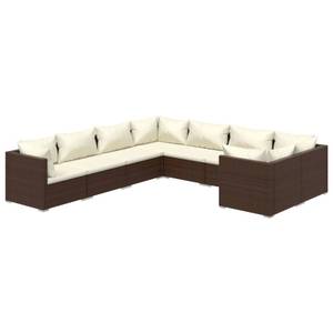 Salon de jardin 3013639-3 (lot de 8) Marron - Blanc - Métal - Polyrotin - 70 x 60 x 70 cm