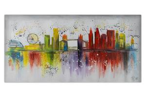 Peinture acrylique Flavour of London Gris - Bois massif - Textile - 120 x 60 x 4 cm