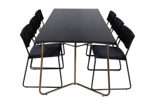 Ensemble de salle à manger Pippi 18 Noir - Bois massif - 90 x 75 x 190 cm