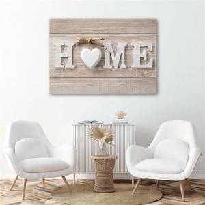 Wandbild Modern Home Herz Weiß Beige 120 x 80 cm