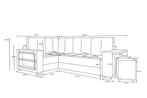 Ecksofa LOPI Hochglanz Schwarz - Grau - Ecke davorstehend rechts