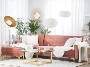 Ecksofa ABERDEEN Gold - Pink - Armlehne davorstehend links - Ecke davorstehend rechts - Schlaffunktion davorstehend rechts