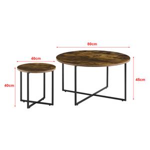 Set de 2 tables basses Härjedalen Marron - Métal - 80 x 45 x 80 cm