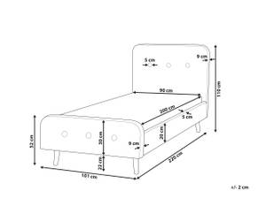 Einzelbett RENNES Beige - Braun - Weiß - Naturfaser - 101 x 110 x 220 cm