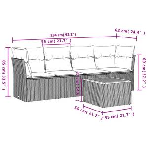 Gartensitzgruppe K4074(5-tlg) Grau - Massivholz - 69 x 62 x 62 cm