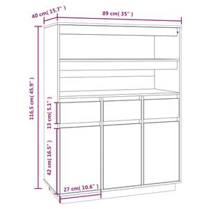 Highboard DE2570 Weiß - Massivholz - 40 x 117 x 89 cm