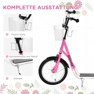 Kindertretroller 371-029PK Pink - Weiß