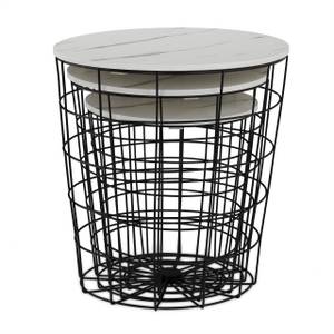 Table corbeille en lot de 3 Noir - Gris - Blanc - Bois manufacturé - Métal - 39 x 41 x 39 cm
