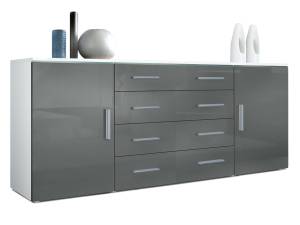 Sideboard Faro V2 Hochglanz Grau - Weiß - Breite: 166 cm