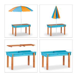 Ensemble chaise table enfant parasol Marron - Orange - Turquoise - Bois manufacturé - Métal - Textile - 90 x 51 x 49 cm