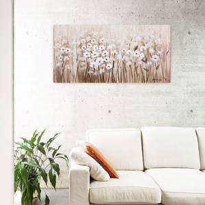 Acrylbild handgemalt Para siempre Beige - Massivholz - Textil - 120 x 60 x 4 cm