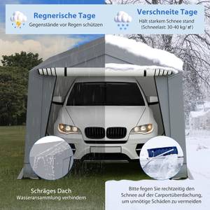 490 x 290 x 245 cm Garagenzelt Carport Grau - Metall - 490 x 245 x 290 cm