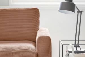 Ecksofa CARA Sofa Cord Braun - Ecke davorstehend links