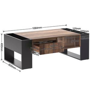 Couchtisch Astraios Ⅲ Schwarz - Braun - Holzwerkstoff - Metall - 60 x 40 x 106 cm