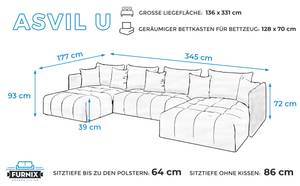 U-Form-Sofa Asvil Monolith 77 Nachtblau