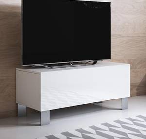 TV-Schrank Luke H1 mit Alu-füße Weiß - Höhe: 42 cm