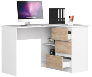 Bureau d'angle B16 droit CLP Imitation chêne de Sonoma - Blanc