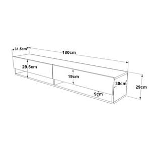 Meuble TV Laitila Anthracite - Imitation chêne rustique - Largeur : 180 cm