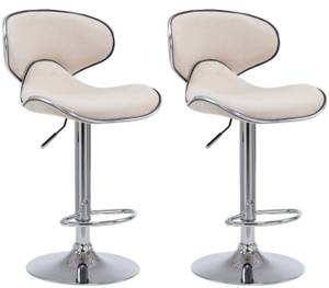 Tabouret de bar Las Vegas V2 Lot de 2 Blanc crème - Argenté