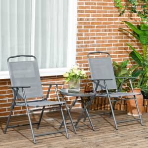 Garten Kaffeetisch Set 84G-282V00LG Grau - Metall - 64 x 93 x 54 cm