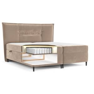 Boxspringbett Koussi II Taschenfederkern Hellbraun - Breite: 180 cm