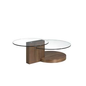 Table basse en bois de noyer et verre Marron - Verre - Bois/Imitation - En partie en bois massif - 120 x 38 x 80 cm