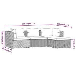 Garten-Lounge-Set (4-teilig) 3013632-7 Anthrazit - Grau - Höhe: 30 cm