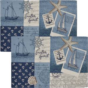 Tischset 2er-Pack Sailor Patch Blau - Textil - 32 x 1 x 48 cm