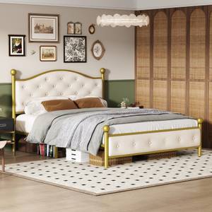 Metallbett JSTC40 Gold - Metall - 143 x 97 x 209 cm